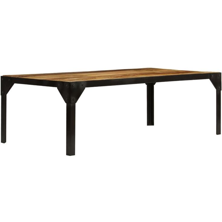 Sohvapöytä täysi karkea mangopuu ja teräs 110 cm_1