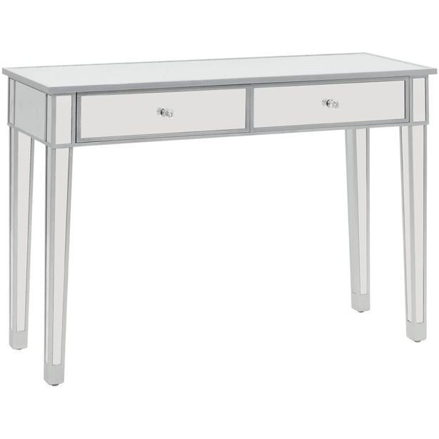 Peilikoristeltu konsolipöytä mdf ja lasi 106,5x38x76,5 cm_1