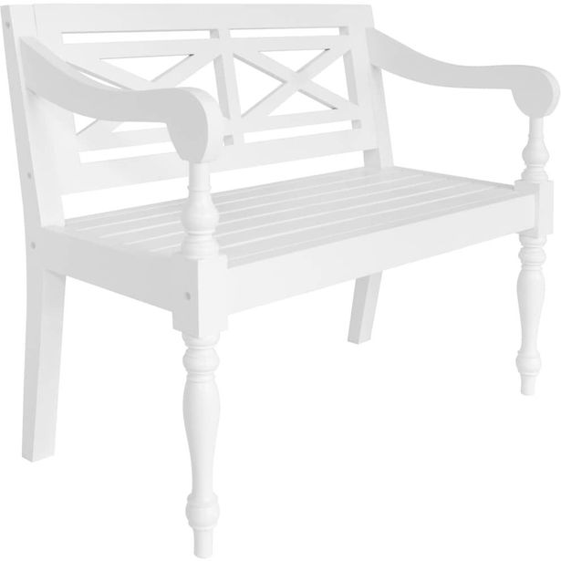 Batavia-penkki täysmahonki 98 cm valkoinen_1