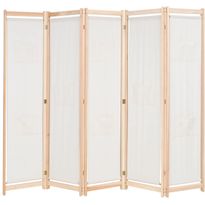 5-paneelinen tilanjakaja kerma 200x170x4 cm kangas