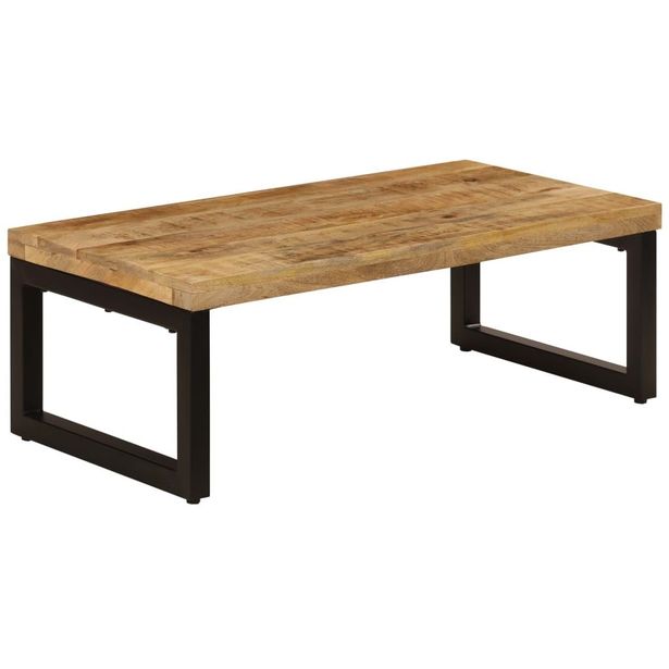 Sohvapöytä 110x50x35 cm kiinteä mangopuu ja teräs_1