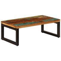 Sohvapöytä 100x50x35 cm täysi kierrätetty puu ja teräs