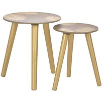 Sivupöytäsarja 2 kpl kullanvärinen 40x45 cm/30x40 cm mdf