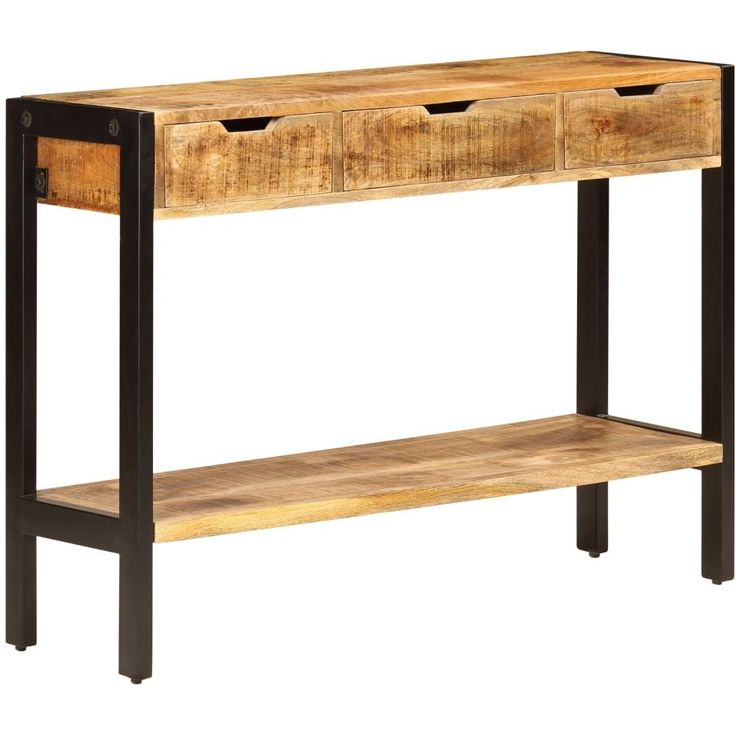 Senkki 3 laatikolla 110x35x75 cm kiinteä mangopuu_1