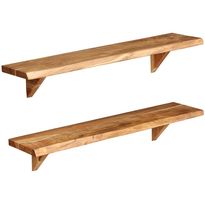 Seinähyllyt 2 kpl 90x20x16 cm kiinteä akaasiapuu
