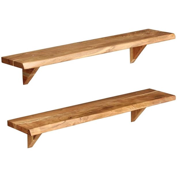 Seinähyllyt 2 kpl 90x20x16 cm kiinteä akaasiapuu_1