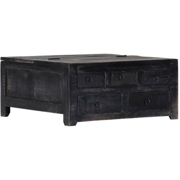 Sohvapöytä musta 65x65x30 cm täysi mangopuu_1