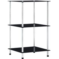 3-kerroksinen hylly musta 40x40x67 cm karkaistu lasi