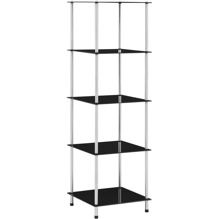 5-kerroksinen hylly musta 40x40x130 cm karkaistu lasi_1