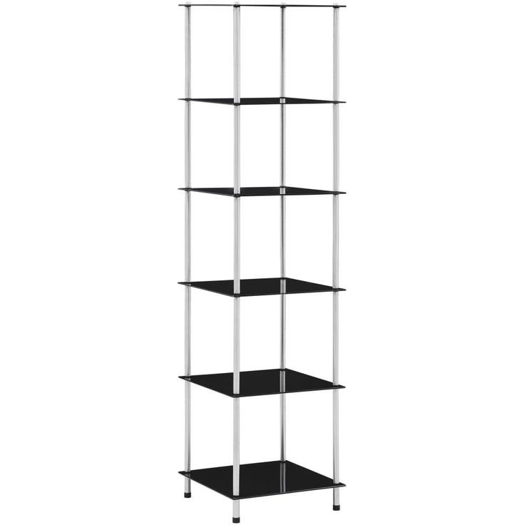 6-kerroksinen hylly musta 40x40x160 cm karkaistu lasi_1