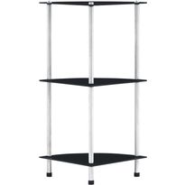 3-kerroksinen hylly musta 30x30x67 cm karkaistu lasi
