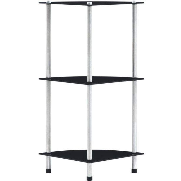 3-kerroksinen hylly musta 30x30x67 cm karkaistu lasi_1