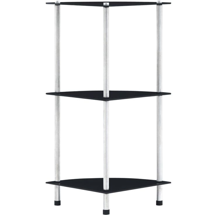 3-kerroksinen hylly musta 30x30x67 cm karkaistu lasi_1