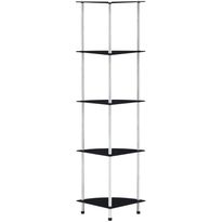 5-kerroksinen hylly musta 30x30x130 cm karkaistu lasi