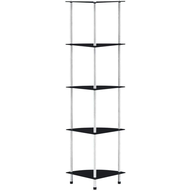 5-kerroksinen hylly musta 30x30x130 cm karkaistu lasi_1