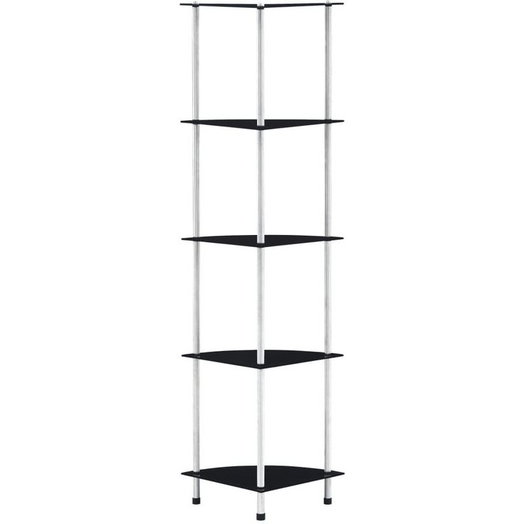 5-kerroksinen hylly musta 30x30x130 cm karkaistu lasi_1