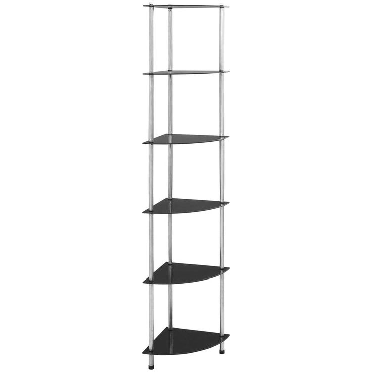 6-kerroksinen hylly musta 30x30x160 cm karkaistu lasi_1