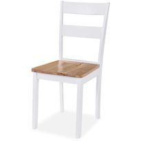 Ruokapöydän tuolit, 6 kpl, valkoinen täysi kumipuu