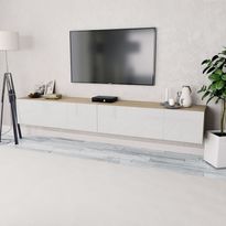 Tv-taso 2 kpl lastulevy 120x40x34 cm valkoinen ja tammi