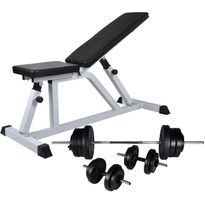 Treenipenkki levytanko- ja käsipainosarjalla, 60.5kg, 115x47x116cm