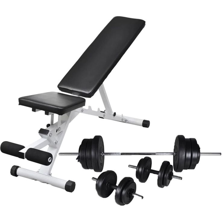 Treenipenkki levytanko- ja käsipainosarjalla, 60.5kg, 47.5x41x133cm