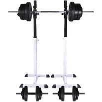 Kyykkyteline levytanko- ja käsipainosarjalla, 60.5kg