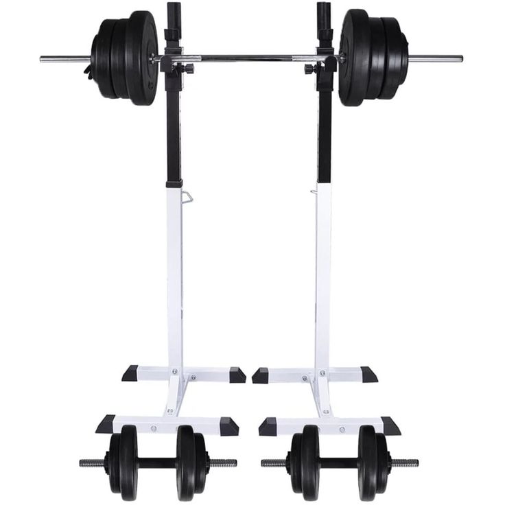 Kyykkyteline levytanko- ja käsipainosarjalla, 60.5kg