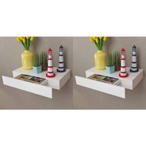 Seinähyllyt laatikoilla 2 kpl piilokiinnitys valkoinen 48 cm