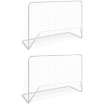 Jalkapallomaalit verkolla, 2kpl, teräs, 182x61x122cm, valkoinen