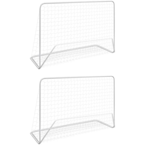 Jalkapallomaalit verkolla, 2kpl, teräs, 182x61x122cm, valkoinen