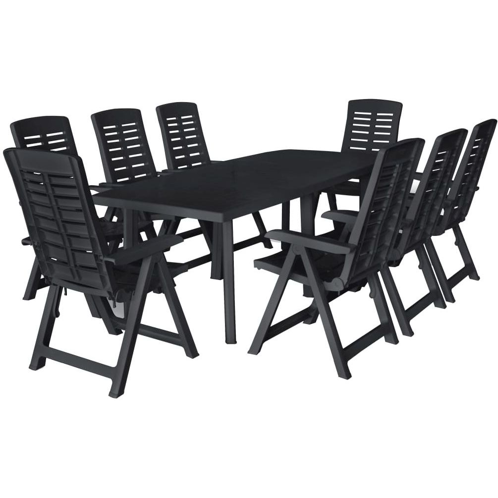 Ulkoruokailuryhmä muovi antrasiitti 9-osainen