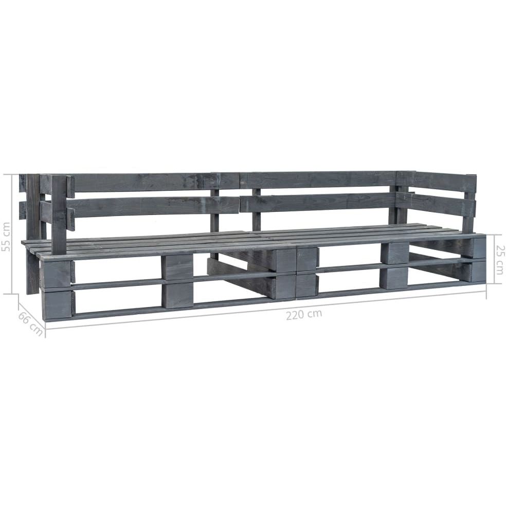 Kahdenistuttava kuormalavasohva, harmaa puu