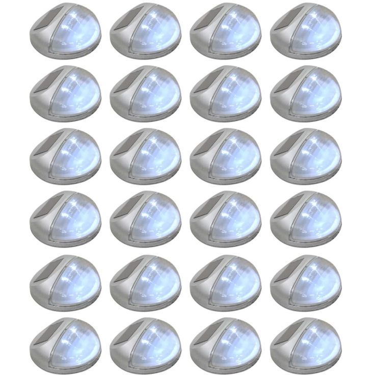 Aurinkoenergia ulkoseinävalaisimet, LED, 24 kpl, pyöreä, hopea