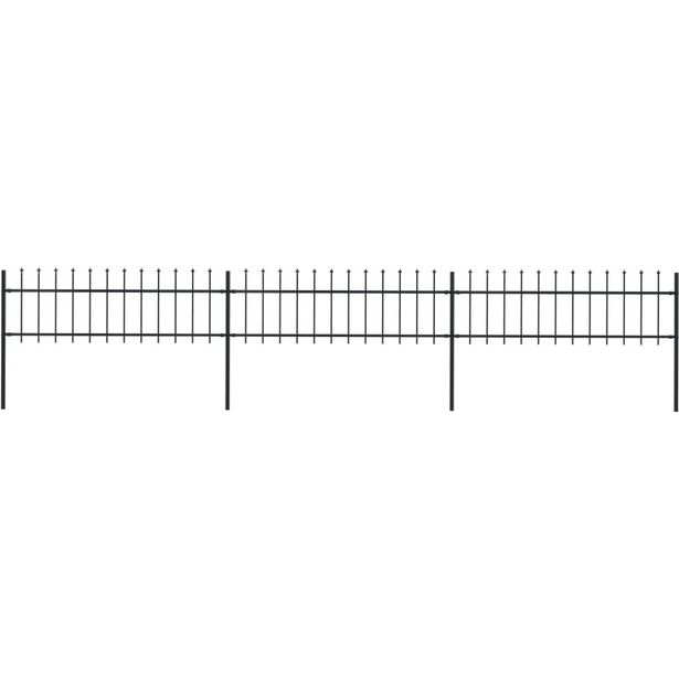 Puutarha-aita, keihäskärjillä, 5.1x0.6m, teräs, musta