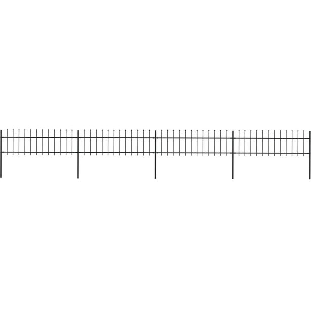 Puutarha-aita, keihäskärjillä, 6.8x0.6m, teräs, musta