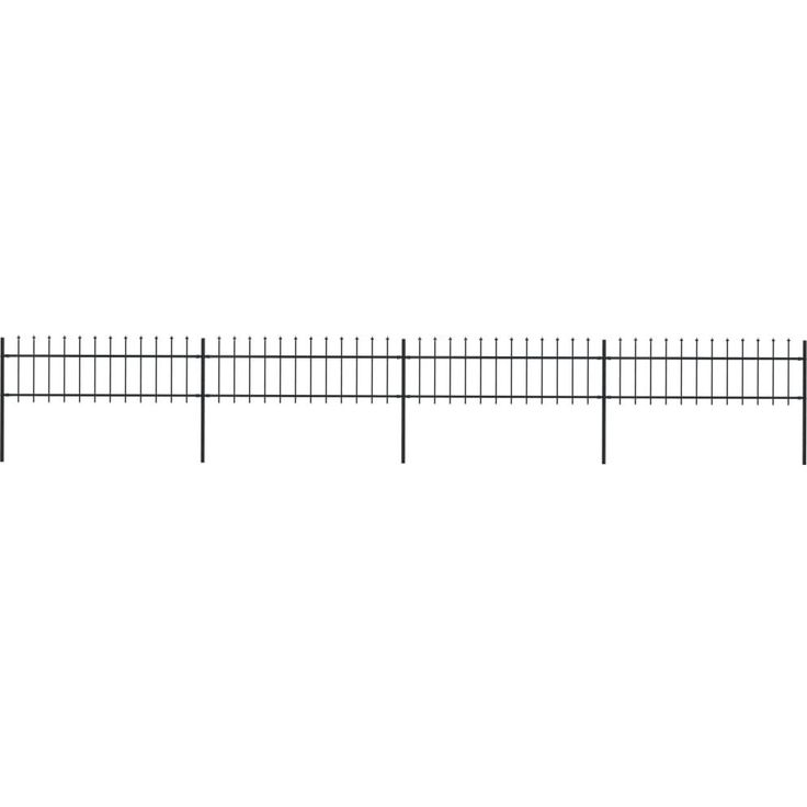 Puutarha-aita, keihäskärjillä, 6.8x0.6m, teräs, musta