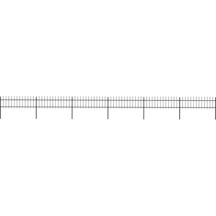 Puutarha-aita, keihäskärjillä, 10.2x0.6m, teräs, musta