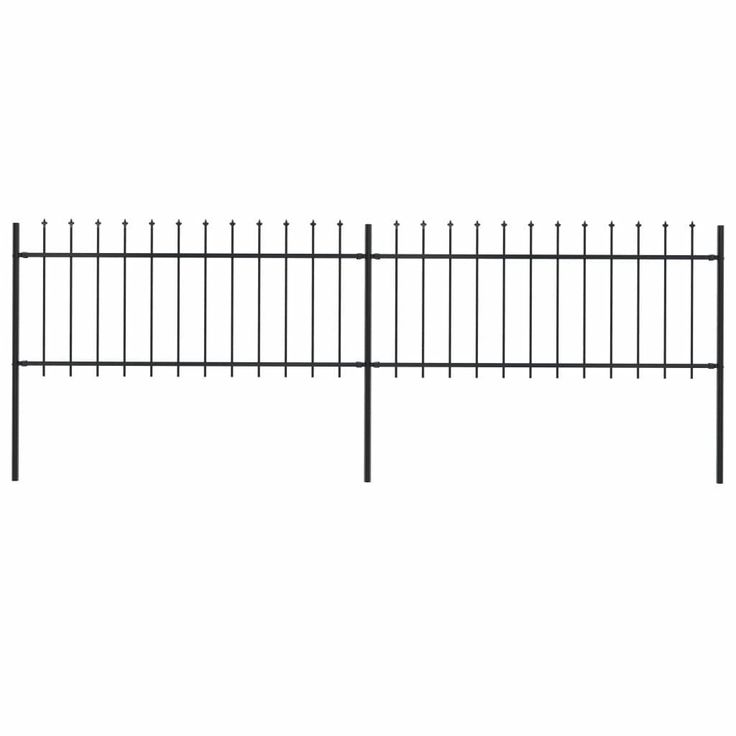 Puutarha-aita, keihäskärjillä, 3.4x0.8m, teräs, musta