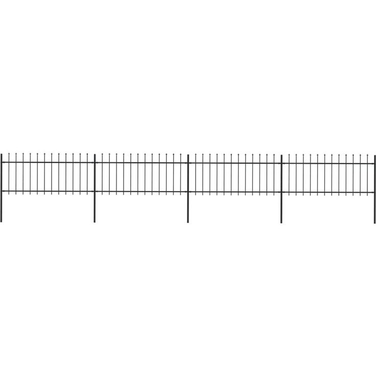 Puutarha-aita, keihäskärjillä, 6.8x0.8m, teräs, musta