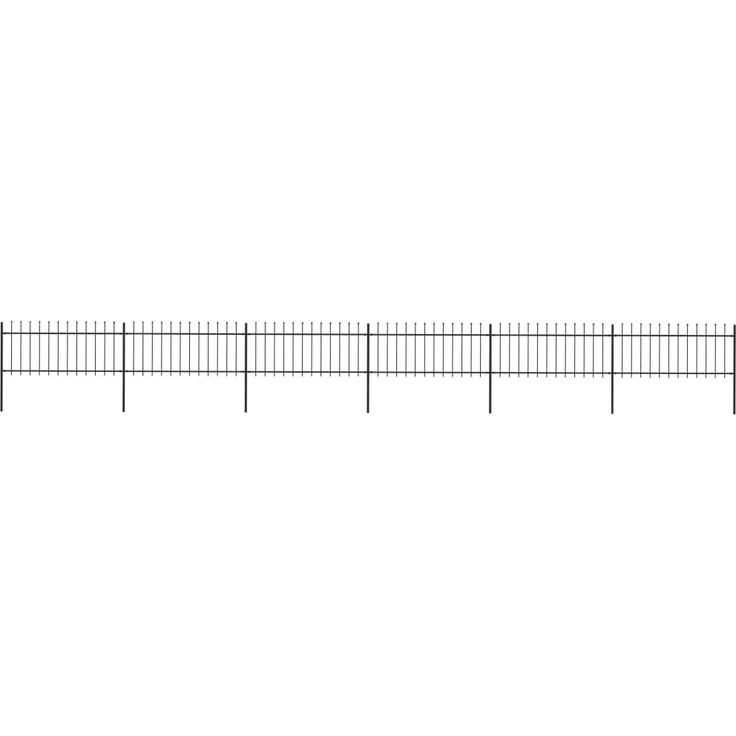 Puutarha-aita, keihäskärjillä, 10.2x0.8m, teräs, musta