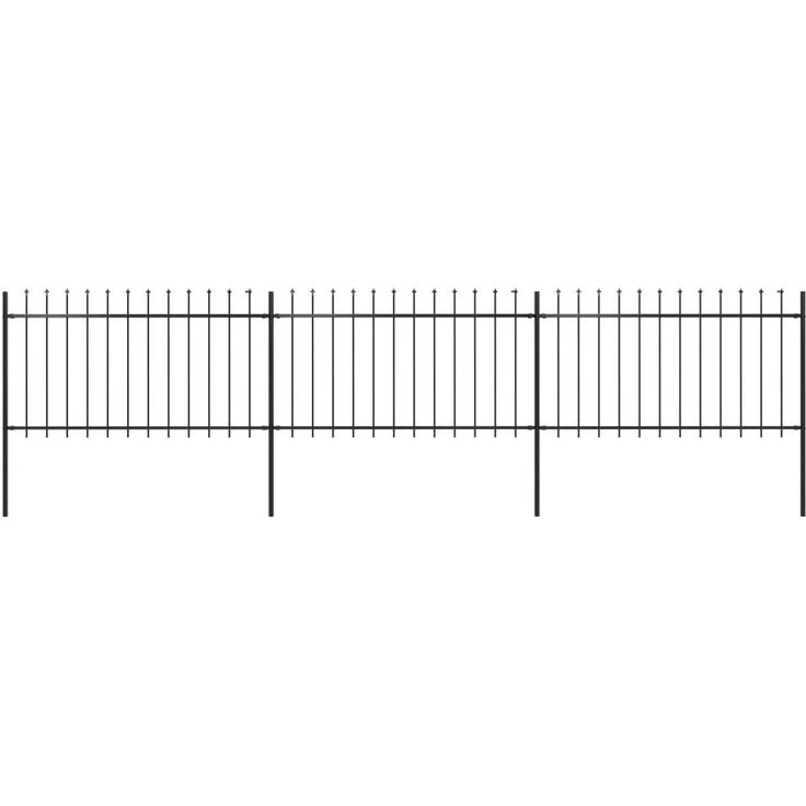 Puutarha-aita, keihäskärjillä, 5.1x1m, teräs, musta