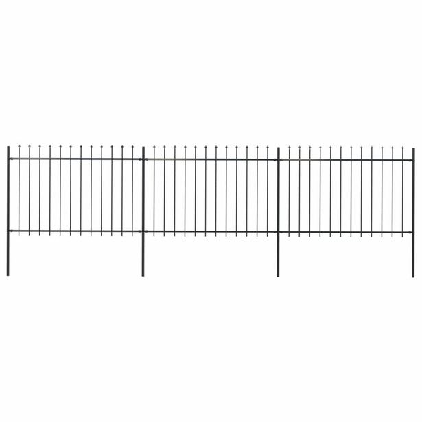 Puutarha-aita, keihäskärjillä, 5.1x1.2m, teräs, musta