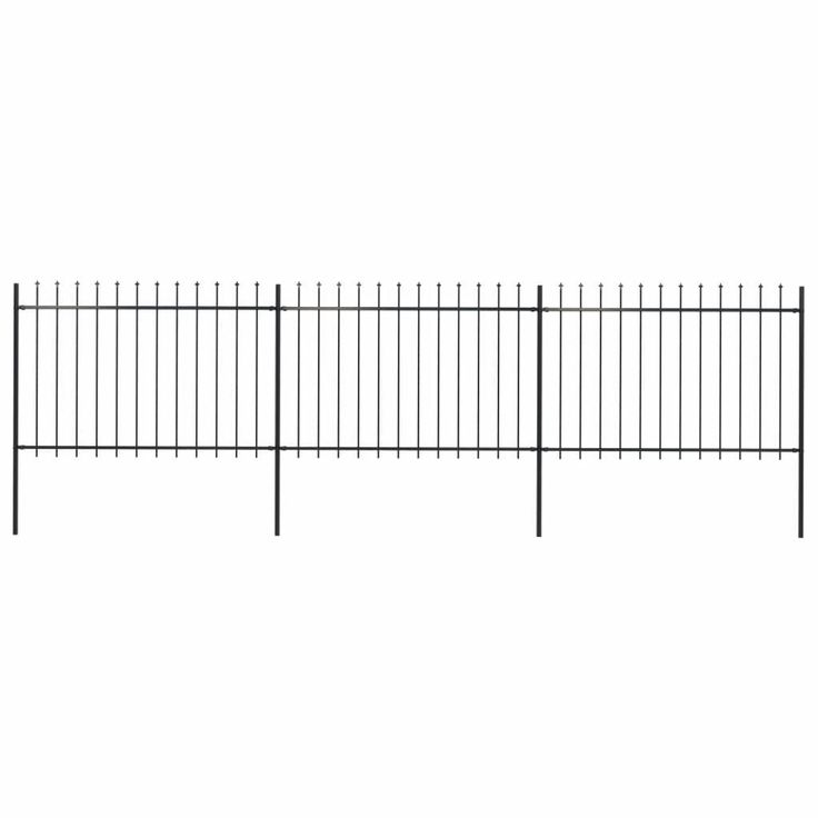 Puutarha-aita, keihäskärjillä, 5.1x1.2m, teräs, musta