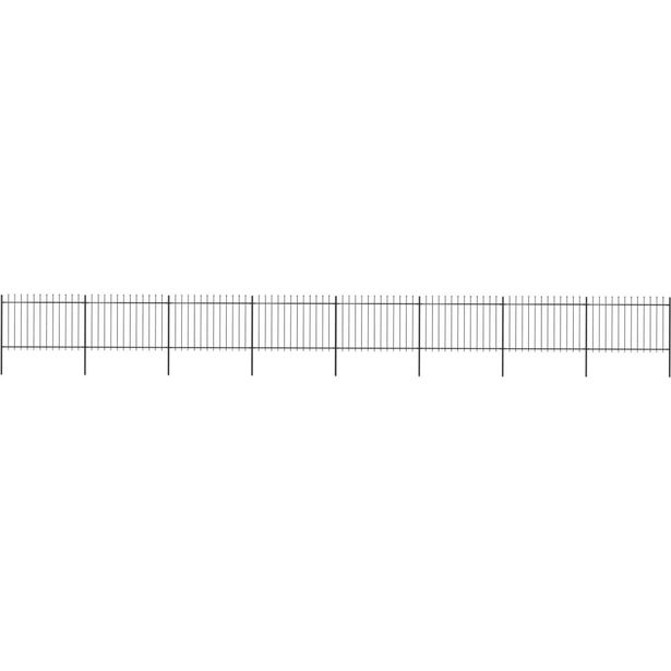 Puutarha-aita, keihäskärjillä, 13.6x1.2m, teräs, musta