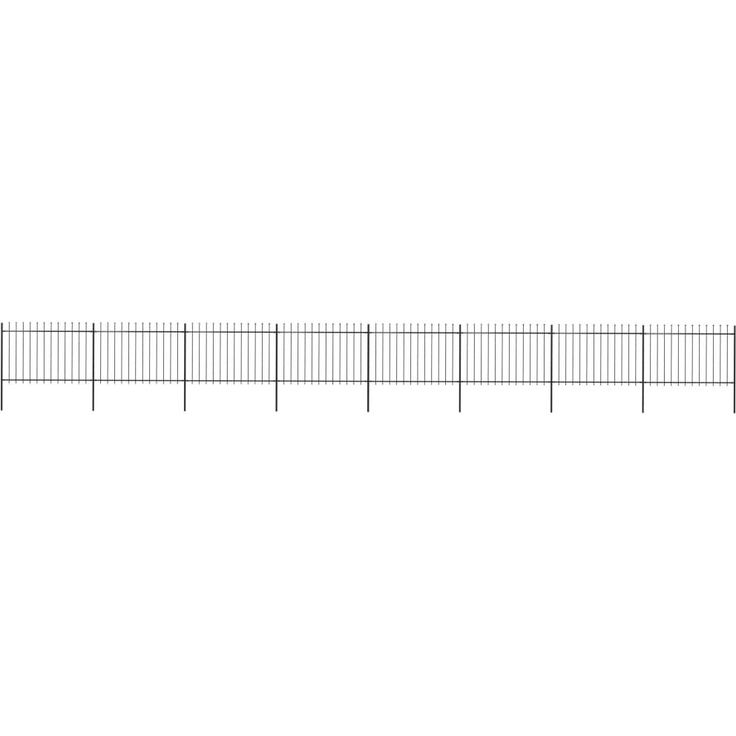 Puutarha-aita, keihäskärjillä, 13.6x1.2m, teräs, musta