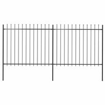 Puutarha-aita, keihäskärjillä, 3.4x1.5m, teräs, musta