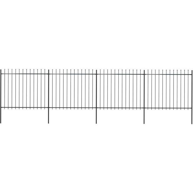 Puutarha-aita, keihäskärjillä, 6.8x1.5m, teräs, musta