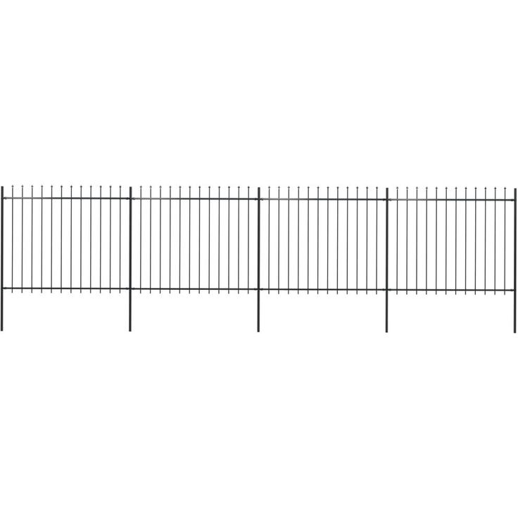 Puutarha-aita, keihäskärjillä, 6.8x1.5m, teräs, musta