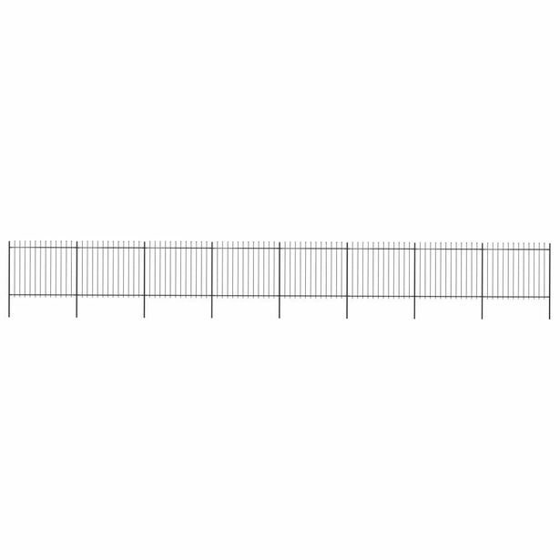 Puutarha-aita, keihäskärjillä, 13.6x1.5m, teräs, musta