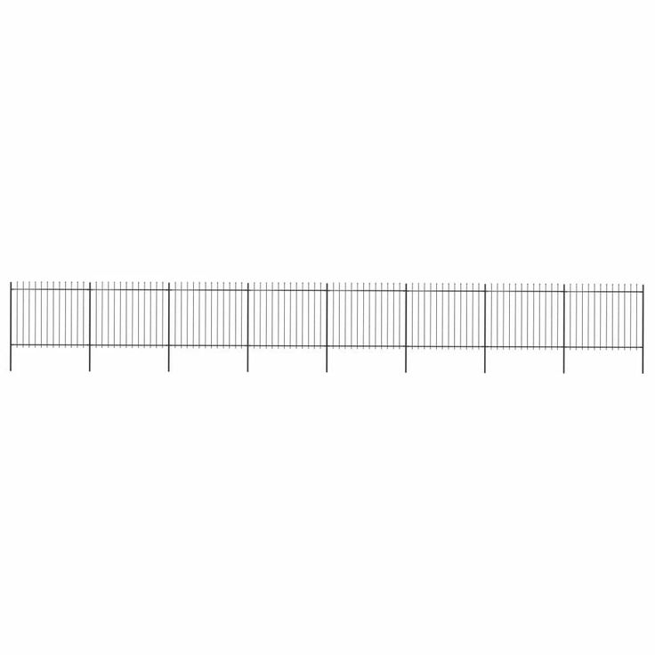 Puutarha-aita, keihäskärjillä, 13.6x1.5m, teräs, musta